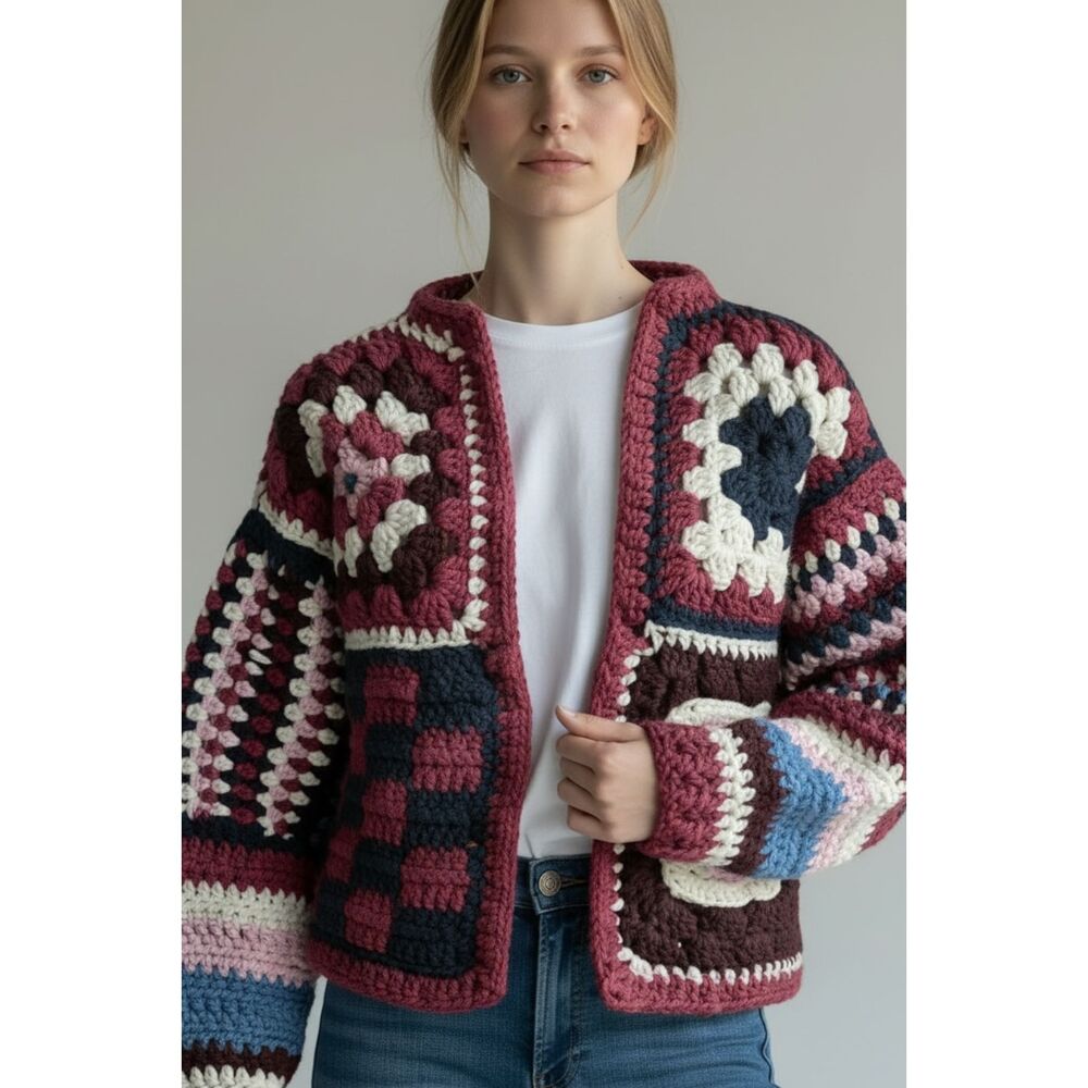 THE BOYSENBERRY Handmade Crochet Cardigan